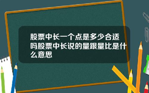 股票中长一个点是多少合适吗股票中长说的量跟量比是什么意思