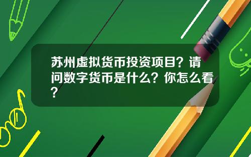 苏州虚拟货币投资项目？请问数字货币是什么？你怎么看？