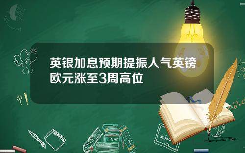 英银加息预期提振人气英镑欧元涨至3周高位