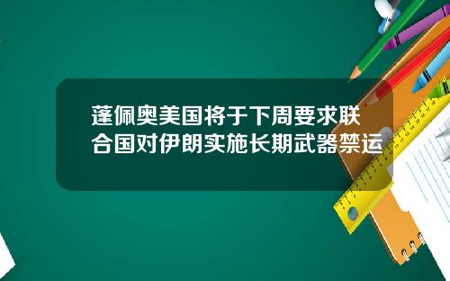 蓬佩奥美国将于下周要求联合国对伊朗实施长期武器禁运