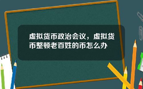 虚拟货币政治会议，虚拟货币整顿老百姓的币怎么办