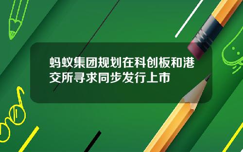 蚂蚁集团规划在科创板和港交所寻求同步发行上市