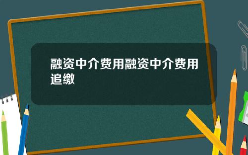 融资中介费用融资中介费用追缴