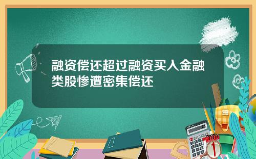 融资偿还超过融资买入金融类股惨遭密集偿还