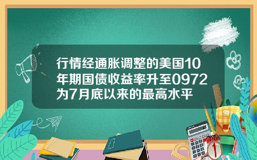 行情经通胀调整的美国10年期国债收益率升至0972为7月底以来的最高水平