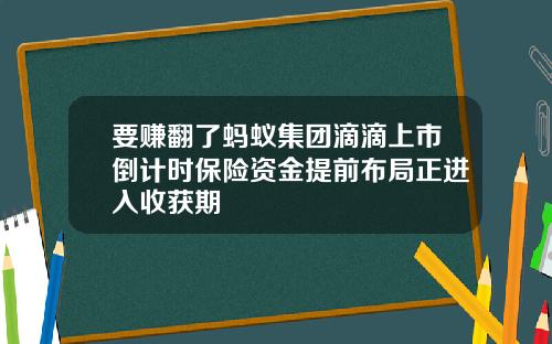 要赚翻了蚂蚁集团滴滴上市倒计时保险资金提前布局正进入收获期