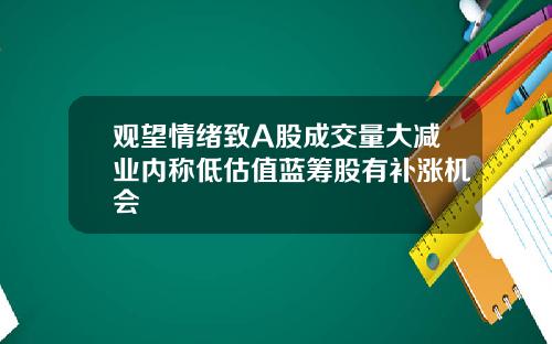 观望情绪致A股成交量大减业内称低估值蓝筹股有补涨机会