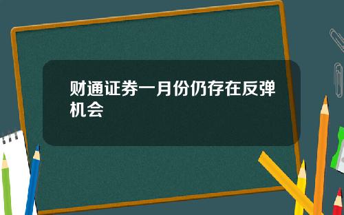 财通证券一月份仍存在反弹机会