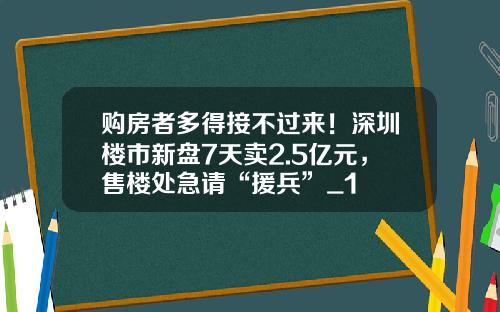购房者多得接不过来！深圳楼市新盘7天卖2.5亿元，售楼处急请“援兵”_1