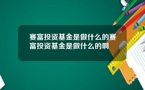 赛富投资基金是做什么的赛富投资基金是做什么的啊