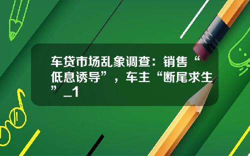 车贷市场乱象调查：销售“低息诱导”，车主“断尾求生”_1