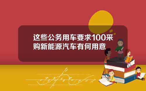 这些公务用车要求100采购新能源汽车有何用意