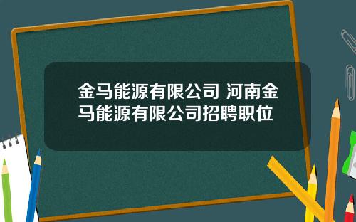 金马能源有限公司 河南金马能源有限公司招聘职位