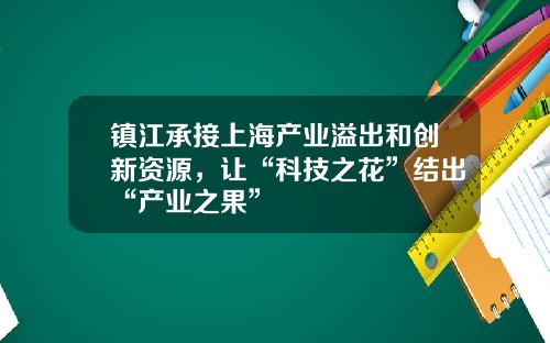 镇江承接上海产业溢出和创新资源，让“科技之花”结出“产业之果”