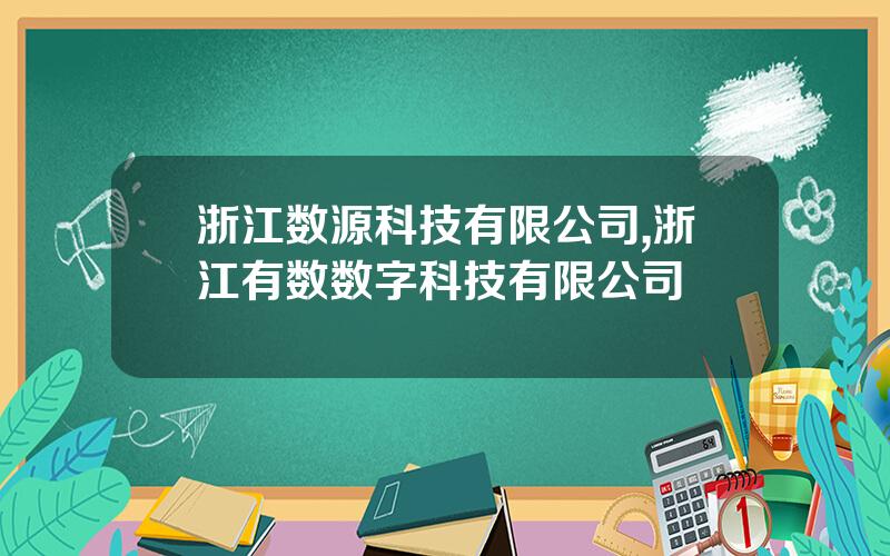 浙江数源科技有限公司,浙江有数数字科技有限公司