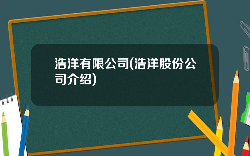 浩洋有限公司(浩洋股份公司介绍)