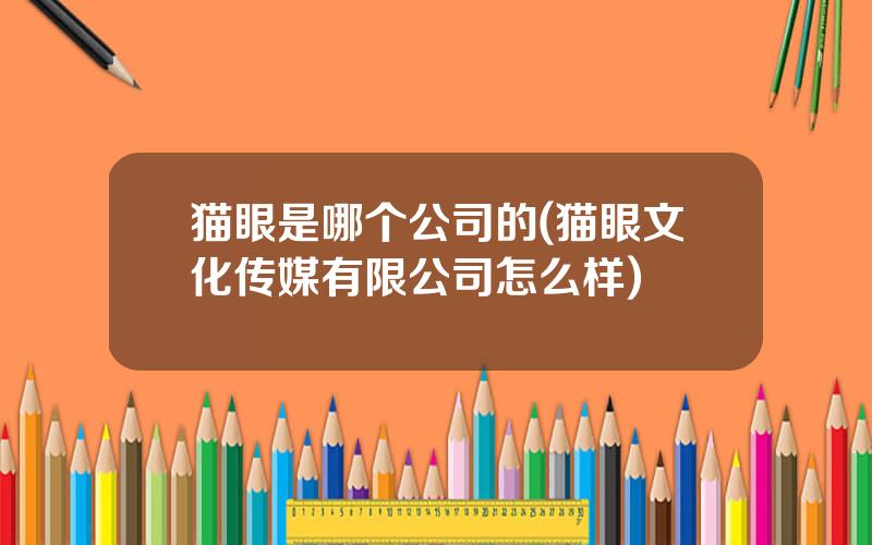 猫眼是哪个公司的(猫眼文化传媒有限公司怎么样)