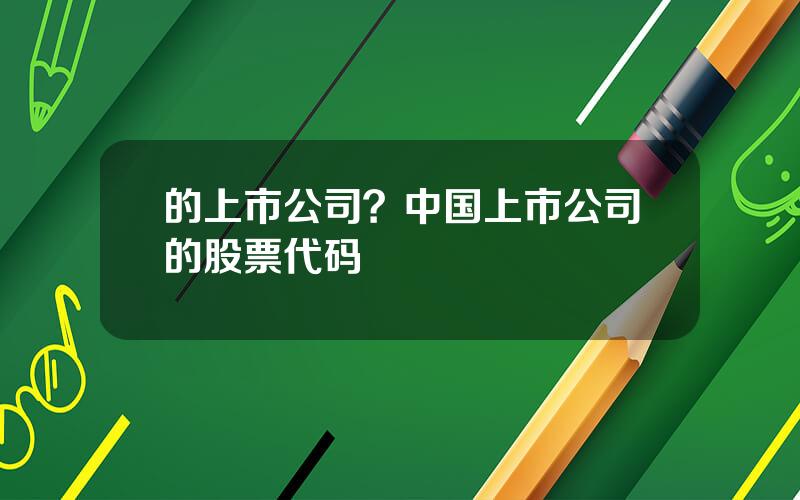 的上市公司？中国上市公司的股票代码