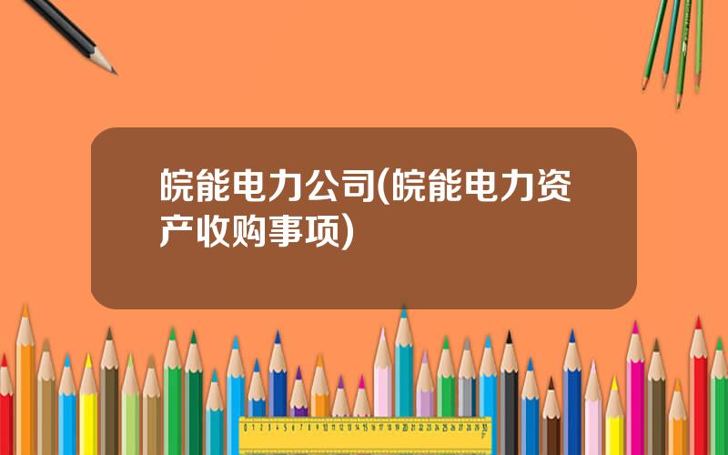 皖能电力公司(皖能电力资产收购事项)