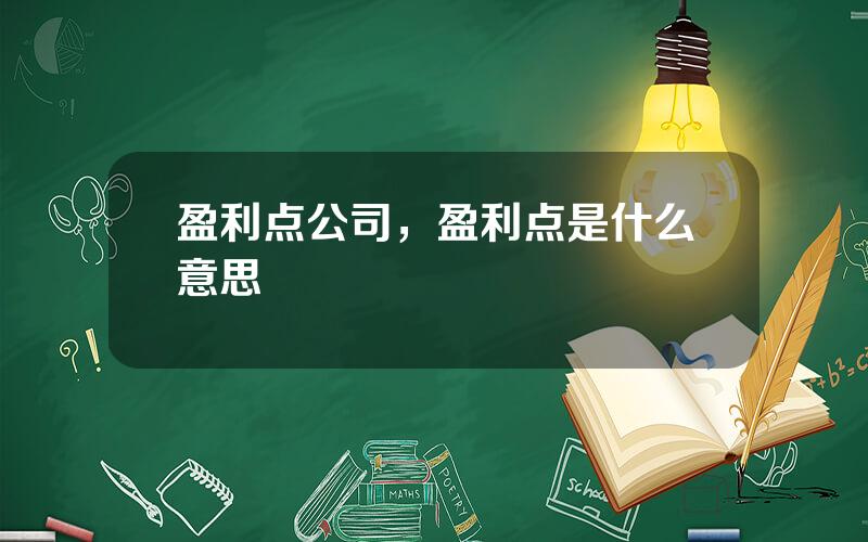 盈利点公司，盈利点是什么意思