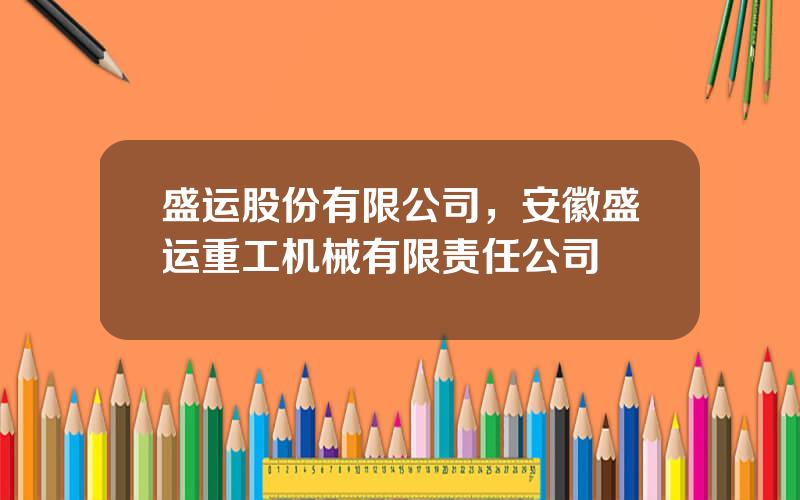 盛运股份有限公司，安徽盛运重工机械有限责任公司
