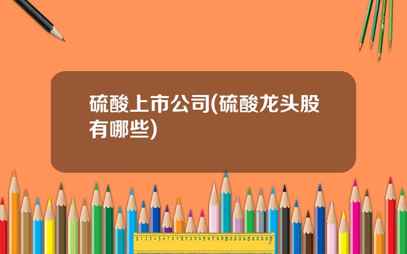 硫酸上市公司(硫酸龙头股有哪些)