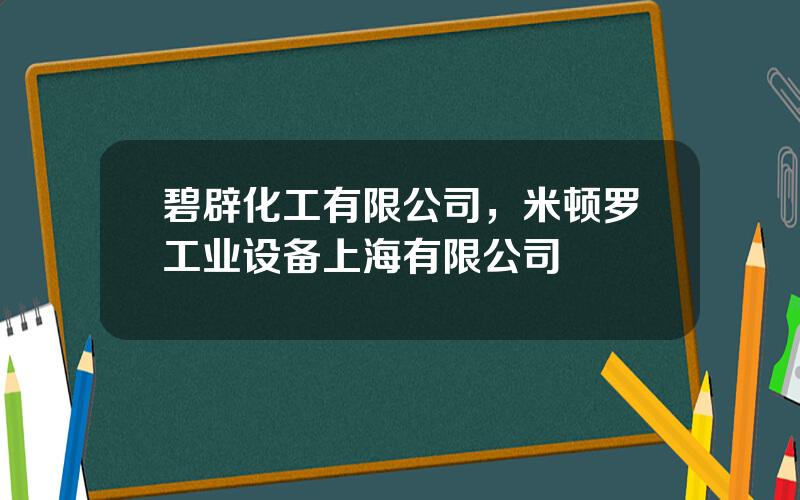 碧辟化工有限公司，米顿罗工业设备上海有限公司