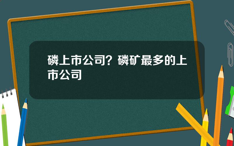 磷上市公司？磷矿最多的上市公司