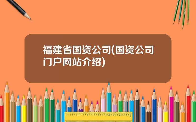 福建省国资公司(国资公司门户网站介绍)