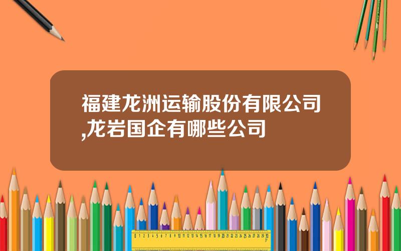 福建龙洲运输股份有限公司,龙岩国企有哪些公司