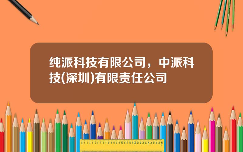 纯派科技有限公司，中派科技(深圳)有限责任公司