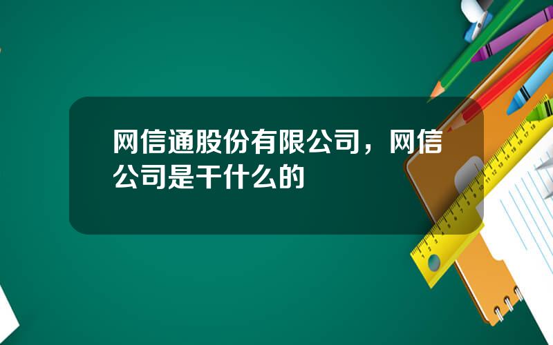 网信通股份有限公司，网信公司是干什么的