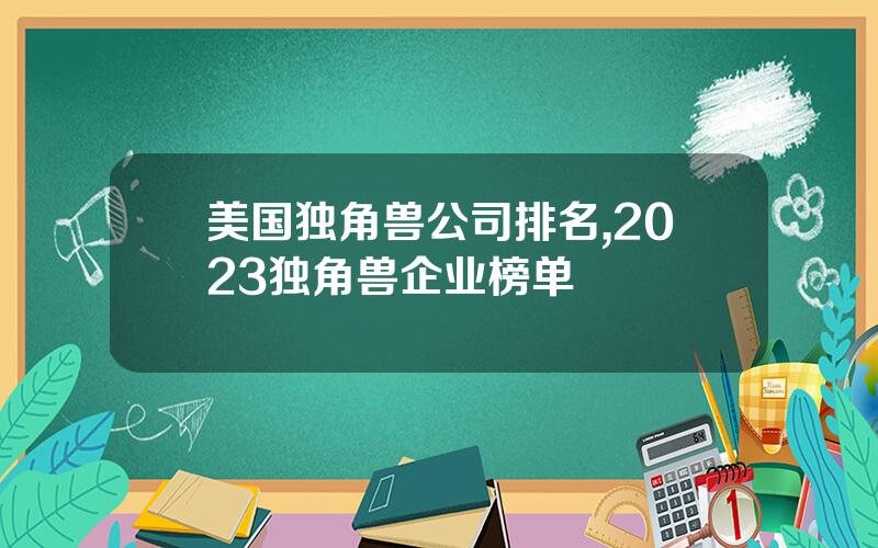 美国独角兽公司排名,2023独角兽企业榜单
