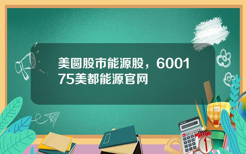 美圆股市能源股，600175美都能源官网
