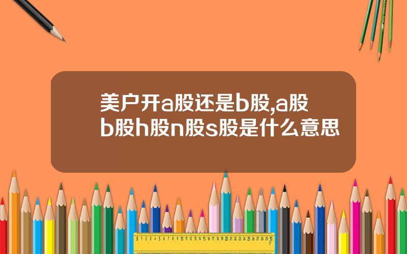 美户开a股还是b股,a股b股h股n股s股是什么意思