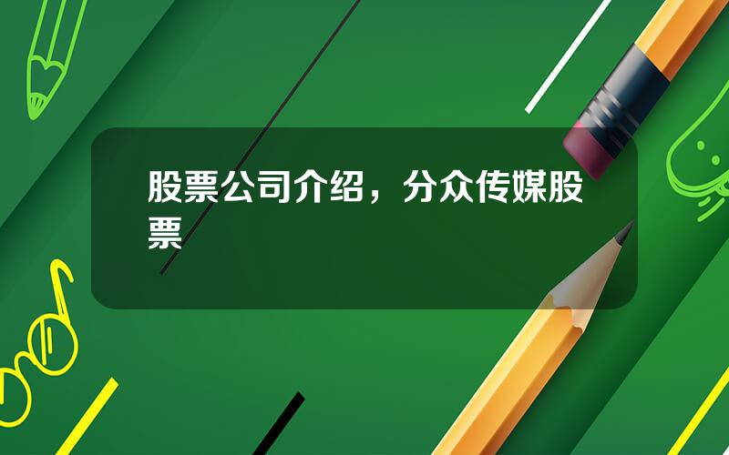 股票公司介绍，分众传媒股票