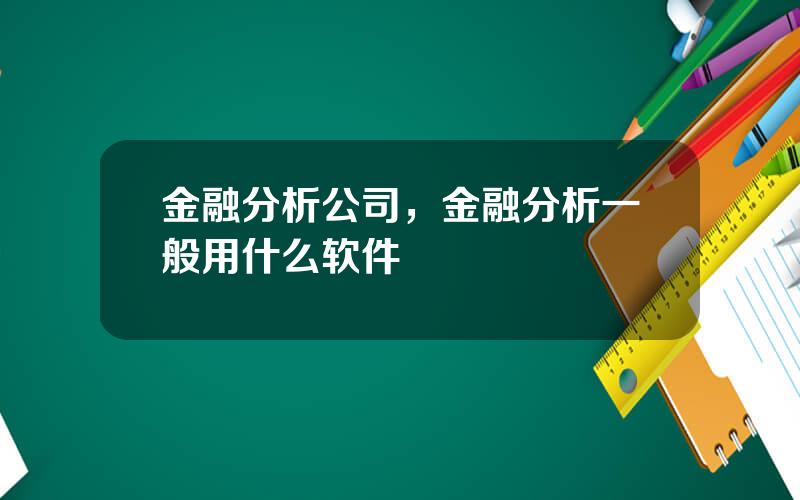 金融分析公司，金融分析一般用什么软件
